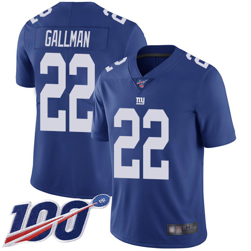 Men New York Giants 22 Wayne Gallman Royal Blue Team Color Vapor Untouchable Limited Player 100th Season Football NFL Jersey